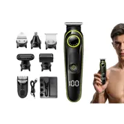 Electric Hair Clipper Kit Cordless & Rechargeable Beard Trimmer for Men Body Hair Remover Beard Nose Hair Trimmer Kit-Blue