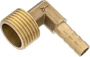 HALLMERS Brass 8mm Barb to 1/2" BSP Male Thread 90 Degree Elbow Fitting Connector, Threaded Hose Pipe Tubing Connecting Joint Adapter Coupler, Used to Connect Lines for Water, Air, Fuel and Oil