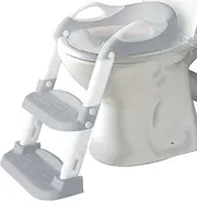 Potty Training Ladder - Soft Cushioned Seat, Adjustable Height, Collapsible, Non-Slip with Splash Guard - Ready Step Go! - Jool Baby (Gray)