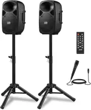 PA System, 8 Inch DJ Speakers 800W Peak with Rechargeable Battery, Bluetooth 5.0