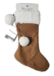 NWT Large Koolaburra By UGG Christmas Holiday Stocking Faux Suede Tan White Fur