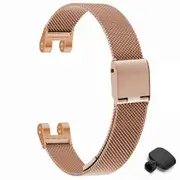 For Garmin Lily Metal Watch Strap Milanese Mesh Wrist Band Replacement with Tool Pink gold Rose Gold