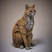 Ginger Cat Edge Sculpture Figure Evocative Hand Painted - Marble Castings Blend