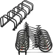 LIODUX 5 Bike Stand, Floor Bike Rack Garage Bicycle Stands for Storage Indoor/Outdoor, Front and Rear Wheel Parking Rack Stand Perfect for 70cm Bikes/Mountain Bike/Road Bike