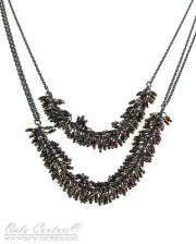 new Kenneth Cole New York MODERN BRONZE Bugle Bead Tiered Hematite-Tone Necklace