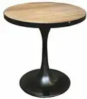 MAC RUSTIC ROUND PEDESTAL LAMP TABLE SIDE TABLE RECYCLED ELM IRON RIM/ BASE