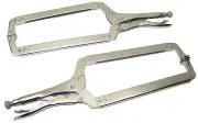 2 pc 18" Locking C Clamp Swivel End Pad Welding Locking Pliers Clamps Tool Set