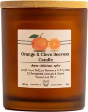 Orange Clove Organic Beeswax Candle | 2 Ingredients | 100% Pure Beeswax Candles,