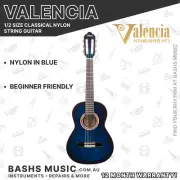 Valencia 1/2 size Classical Nylon String Guitar Blue - Left Handed