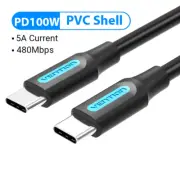 USB C To USB C Cable Fast Charger PD 100W 5A Dual Type C Charging Data Sync Cord