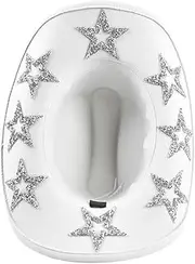 YFVFAGDMKV Wide Brimmed Women Cowgirl Hat Star Western Cowboy Hats for Wedding Carnival Rave Party Costume Accessories(1)