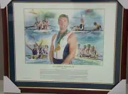 MATTHEW PINSENT ROWER FRAMED SIGNED PRINT WITH COA CLEARANCE SALE