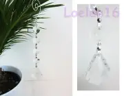 6 Pc Crystal Hanging Jewel Clear Leaf Ornament Wedding Garland 7"