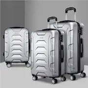 20" 24" 28" Wanderlite Luggage Trolley Travel Suitcase Set TSA Hard Case 3pcs - Silver