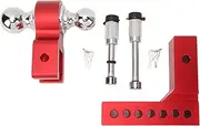 GRCFUMO Adjustable Trailer Hitch, Aluminum Drop Hitch, 12500LBS Capacity Heavy Duty Tow Hitches for Heavy Truck GTW Traction Hook Receiver (Red)