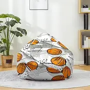 Morbuy Bean Bag Cover 3D Fitness Basketball Sofa Cover Lazy Lounger Bean Bag No Filler Detachable Washable Puff Sofa Lounge Recliner Sac for Indoor Outdoor (L,Basketball)