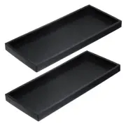 2Pcs Bathroom Vanity Tray, 11.8"x5" Silicone Soap Dispenser Trays, Black