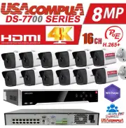 Hikvision NVR KIT 16Ch 12 bullet H.265 Bullet POE Security Camera System/4TB HDD