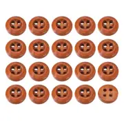50Pcs Wooden Buttons 9mm 4 Hole Round Wood Sewing Button Craft, Brown