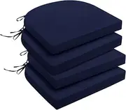 [downluxe] Outdoor Chair Cushions Set of 4 for Patio Furniture, Waterproof Round Corner Patio Chair Cushions with Ties, Memory Foam Outdoor Seat Cushion, 17" X 16" X 2", Navy