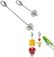 Changyeah Bird Food Holder,2pcs Premium Bird Food Holder,Bird Treat Skewer (2 Size),Stainless Steel Parrot Fruit Vegetable Stick Holder,Bird Feeder Toy,Foraging Toy(Silver)