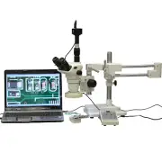 AmScope 2X-225X Boom Stand Stereo Microscope + 80-LED + 8MP Camera