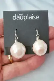 Vintage Carol Dauplaise Chunky Baroque Faux Pearl Dangle Pierced Earrings