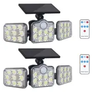 3Head Solar Motion Sensor Light Outdoor Security Lamp 138LED W/ Remote Controler