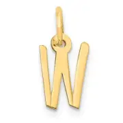 14k Small Slanted Block Letter W Initial Charm Bracelet Necklace