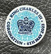 King Charles III Coronation Commemorative blue Pin Badge British Commonwealth