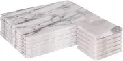 Argon Tableware Marble Placemats & Square Coasters Set - 12pc - White - Kitchen Dining Table Mats Bar Drinks Coaster Protector Place Mats for Home, Restaurant Catering