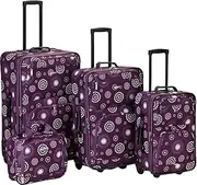 [Rockland] Impulse 4-Piece Softside Upright Luggage Set, Purple Pearl, 29"/24"/19"/14" 4pc Set, Impulse Fashion Softside Expandable Upright Luggage Set