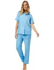[Wanderluxe Sleepwear] Hydrangea Skies Pyjama Short Set in Blue