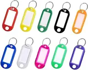 Key Tags, Pack of 10 Key Tags with Labels Key Fobs Id Plastic Key Tags Key Labels with Split Rings for Luggage Pet Name Memory Stick Tags-10 Colors Practical