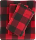 Plush Micro Fleece Buffalo Plaid Red and Black Holiday Full Bed Sheet Set - Soft