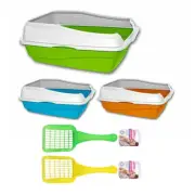 No Mess Top Entry Cat Litter Box Enclosed Kitty Tray Toilet with scoop 2pcs set