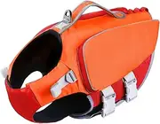 ThinkPet Dog Life Jacket Harness Life Jacket for Small Medium Large Dog Reflective Vest Jacket for Swimming High Buoyancy Adjustable Floating Vest with Rescue Handle Small Orange Red Contrast