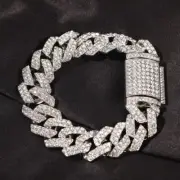 18mm Hip Hop Cuban Link Chain TopBling Bracelet Alloy Cubic Zircon Mens Jewelry
