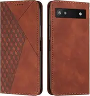 Compatible with Google Pixel 6a 5G Magnetic Closure Wallet case Cover,Compatible with Google Pixel 6a 5G Flip Kickstand Case Brown