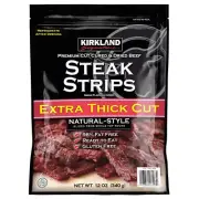 Kirkland Premium Cut Steak Strips Dried Beef Jerky Extra-Thick Gluten-Free Lean