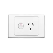 Clipsal 2000 Series Single Powerpoint 250V 10Amp Horizontal Switch Socket Outlet White - 2015-WE