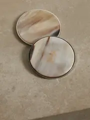 [Brunello Cucinelli] Brunello Cucinelli - Set Of Two Horn And Suede Coasters - Stone - One size One size Gray