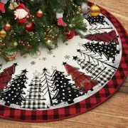 Christmas Tree Skirt 48 Inch, Red and Black Buffalo Plaid Xmas Tree Skirt, Wi...