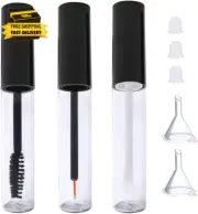 3Pcs 10Ml Black Empty Mascara Tube, Eyeliner Tube and Lip Gloss Tubes,Empty Masc