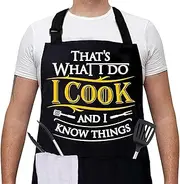 Grilling Aprons for Men, Cross Back with Large Pockets Adjustable Chef Aprons, Funny Kitchen Grill-Apron for Men, Funny Father's Day Christmas Birthday Gifts for Boyfriend Husband Dad