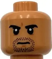 Lego New Nougat Minifigure Head Dual Sided Black Eyebrows Goatee Stubble Part