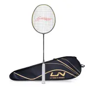 Li-Ning Wind Lite 700 II Carbon Fibre Badminton Strung Racket with Full Cover | For Intermediate | Size: 77gm | Dark Grey-Lime