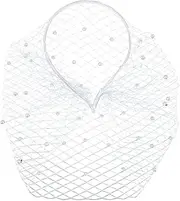 [Pryon] White Fascinator Hat with Veil, 1920s Style Rhinestone Headband for Women, Elegant Wedding, Tea Party, and Funeral Accessories, Bridal Veiled Hat with Lace, Vintage Style Fascinator Headwear