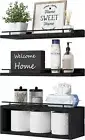 WOPITUES Floating Shelves for Wall with Cube Shelf, 15.7 inch, Black