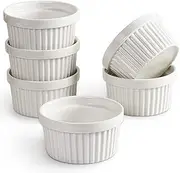 [homEdge] Porcelain Ramekins Set, 240 ml / 8 Fl Ounces Ice Cream Bowl, Creme Brûlée Ramekins Soufflé Cup for Baking, Set of 6 White